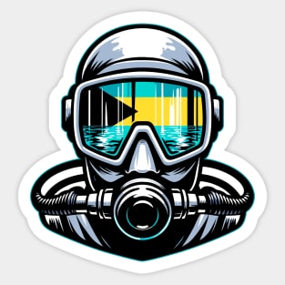 Vintage Bahamas Diver - Funny Scuba Dive Sticker